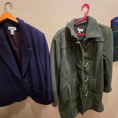 Two women's jackets - D&Co = Lands' End - with new Hector Russell scarf