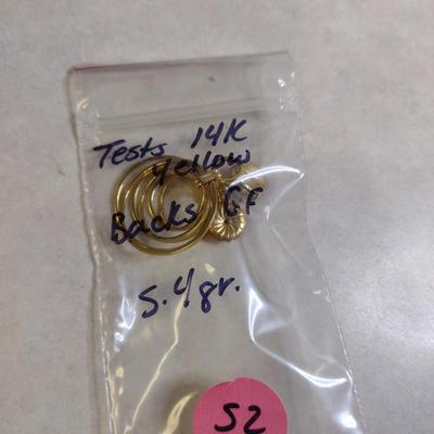 14 Karat Yellow Gold Post Earrings- Approx Total Weight 5.4 Grams (#52)