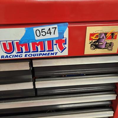 2 Section Tool Cabinet Chest 19 Drawers 2 Foldup Side Tables on Casters