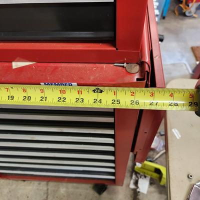 2 Section Tool Cabinet Chest 19 Drawers 2 Foldup Side Tables on Casters