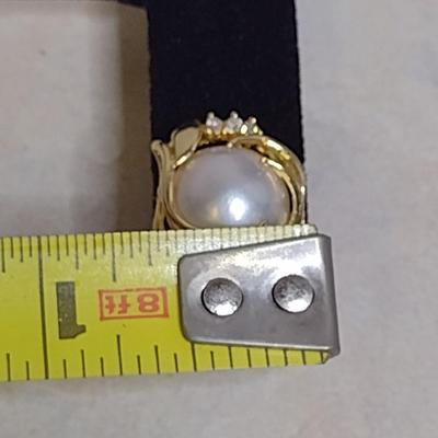 14 Karat Yellow Gold and Pearl Post Earrings with Diamond Accents- Approx Total Weight 4.5 Grams (#53)
