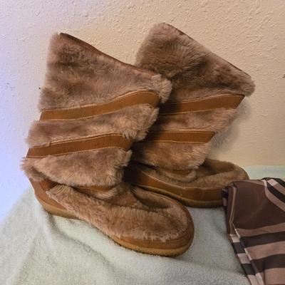 Quoddy Boots with umbrella, rain caper, and gloves