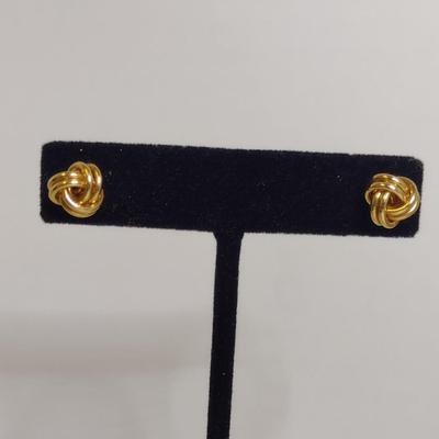 14 Karat Yellow Gold Post Earrings- Approx Total Weight 1.1 Grams (#54)