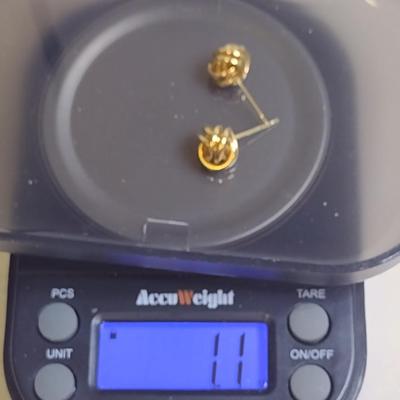 14 Karat Yellow Gold Post Earrings- Approx Total Weight 1.1 Grams (#54)