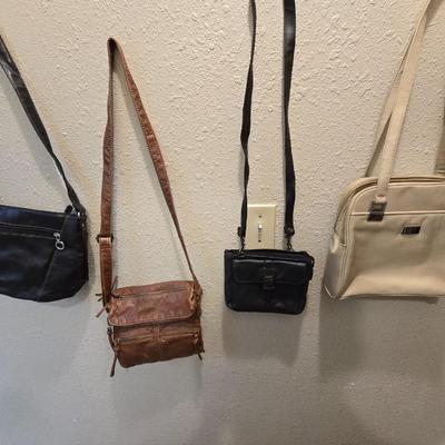 Four small purses - black - brown & white