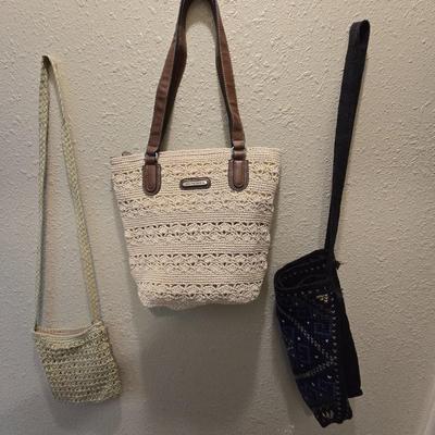 Three hobo style purses - tan and black