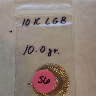 10 Karat Yellow Gold American Women's Club Pendant- Approx Total Weight 10.0 Grams (#56)