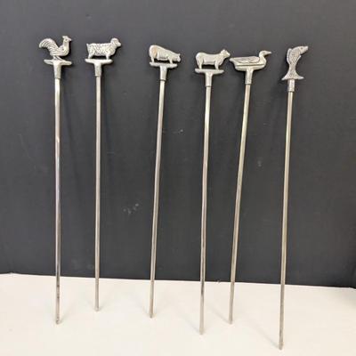 Sale Photo Thumbnail #644: Vintage Metal Animal Stainless Barbecue Skewers Set Of 6 - 15"