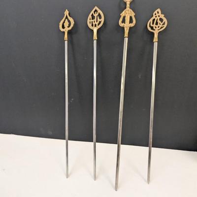 Sale Photo Thumbnail #648: Set Of 4 Vintage Turkish Brass Shish Kabob Skewers