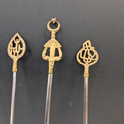 Sale Photo Thumbnail #649: Set Of 4 Vintage Turkish Brass Shish Kabob Skewers