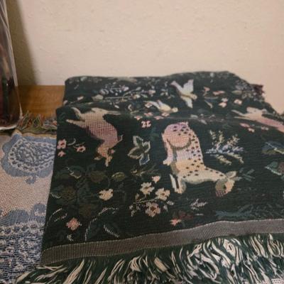 Four throw blankets - My loving sister - Blue jean print - Animal print - and a cuddle wrap