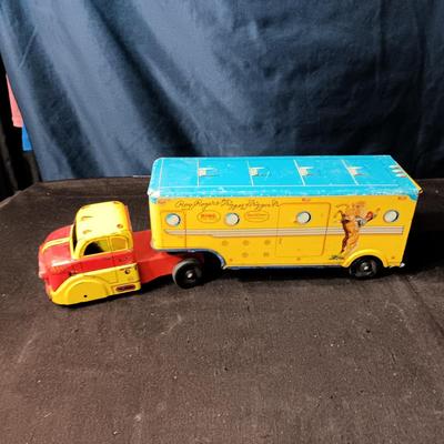 ROY ROGERS TRIGGER & TRIGGER JR TIN LITHO TOY SEMI TRAILER