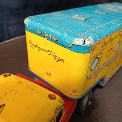 ROY ROGERS TRIGGER & TRIGGER JR TIN LITHO TOY SEMI TRAILER