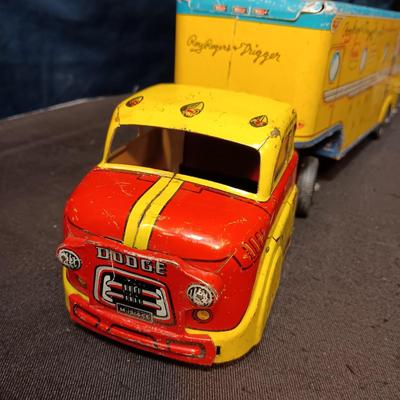 ROY ROGERS TRIGGER & TRIGGER JR TIN LITHO TOY SEMI TRAILER