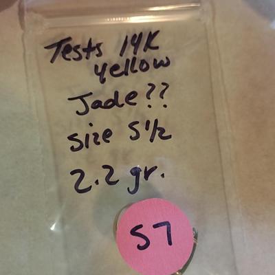 14 Karat Yellow Gold and Stone Ring- Approx Size 5 1/2 and Total Weight 2.2 Grams (#57)