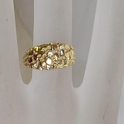 14 Karat Yellow Gold Ring- Gold Nugget Design- Approx Size 5 3/4 and Total Weight 3.2 Grams (#58)