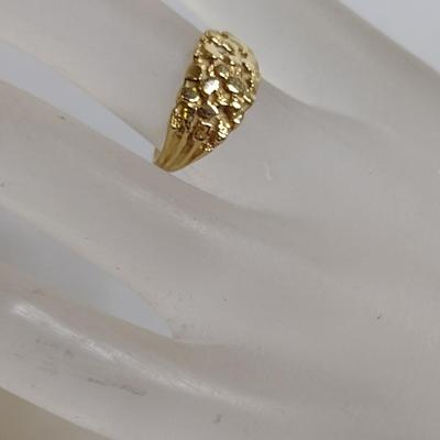 14 Karat Yellow Gold Ring- Gold Nugget Design- Approx Size 5 3/4 and Total Weight 3.2 Grams (#58)
