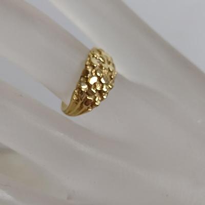 14 Karat Yellow Gold Ring- Gold Nugget Design- Approx Size 5 3/4 and Total Weight 3.2 Grams (#58)