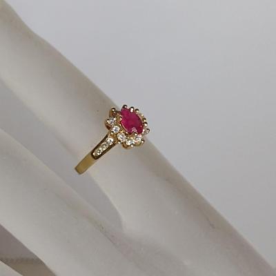 14 Karat Yellow Gold Ring with Gemstone and Diamonds- Approx Size 3 1/4 and Total Weight 3.2 Grams (#59)