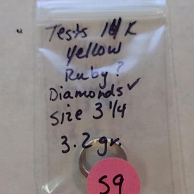 14 Karat Yellow Gold Ring with Gemstone and Diamonds- Approx Size 3 1/4 and Total Weight 3.2 Grams (#59)