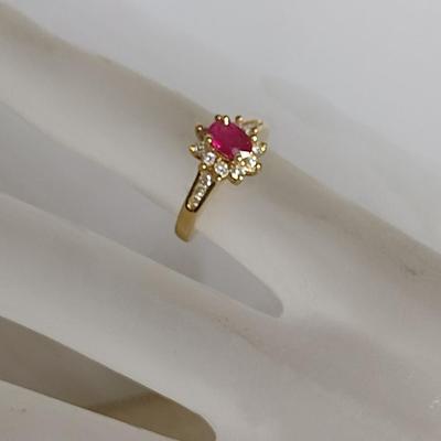 14 Karat Yellow Gold Ring with Gemstone and Diamonds- Approx Size 3 1/4 and Total Weight 3.2 Grams (#59)