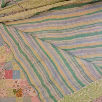 Antique handmade patchwork quilt - needs minor repairs - comes with patchwork pillowcase