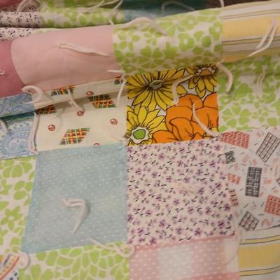Antique handmade patchwork quilt - needs minor repairs - comes with patchwork pillowcase