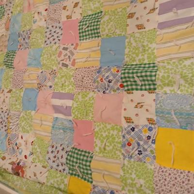 Antique handmade patchwork quilt - needs minor repairs - comes with patchwork pillowcase