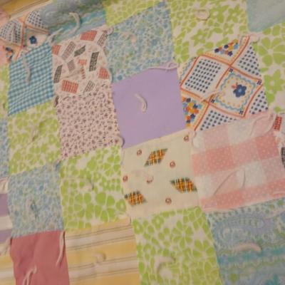 Antique handmade patchwork quilt - needs minor repairs - comes with patchwork pillowcase