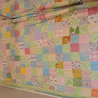 Antique handmade patchwork quilt - needs minor repairs - comes with patchwork pillowcase