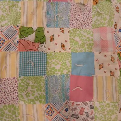 Antique handmade patchwork quilt - needs minor repairs - comes with patchwork pillowcase