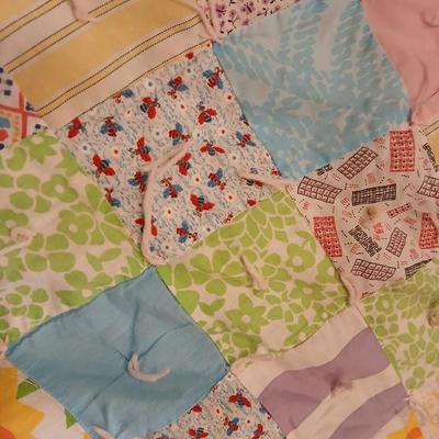 Antique handmade patchwork quilt - needs minor repairs - comes with patchwork pillowcase