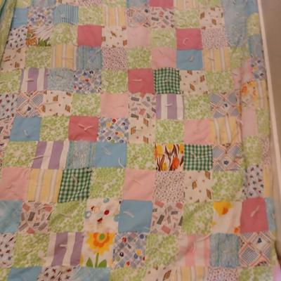 Antique handmade patchwork quilt - needs minor repairs - comes with patchwork pillowcase