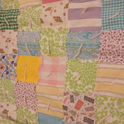 Antique handmade patchwork quilt - needs minor repairs - comes with patchwork pillowcase