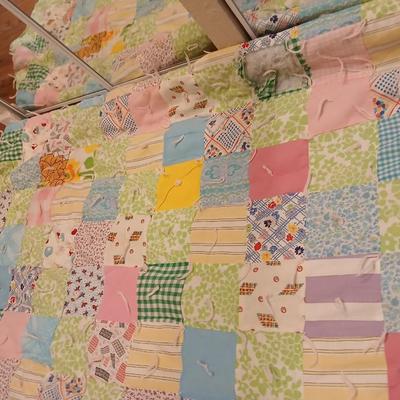 Antique handmade patchwork quilt - needs minor repairs - comes with patchwork pillowcase