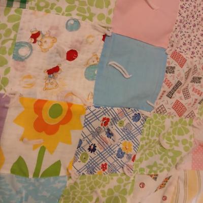 Antique handmade patchwork quilt - needs minor repairs - comes with patchwork pillowcase