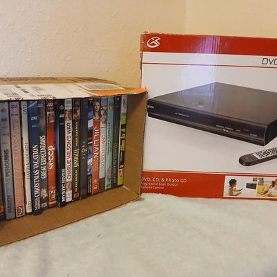 Brand new DVD/CD/CDR/CDRW/JPEG player with several DVD movies