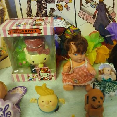 Grandkid's toybox - includes 1969 Mattel baby go bye bye bumpity car records, dolls, bubbles, and a great selection of new and...
