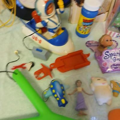 Grandkid's toybox - includes 1969 Mattel baby go bye bye bumpity car records, dolls, bubbles, and a great selection of new and...