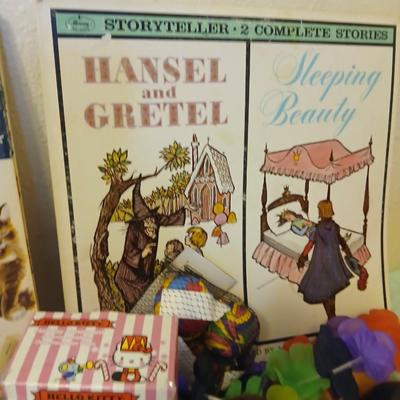 Grandkid's toybox - includes 1969 Mattel baby go bye bye bumpity car records, dolls, bubbles, and a great selection of new and...