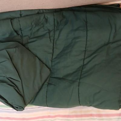 Dan River Inc. Striped colorful comforter Full / queen and a dark green Springs comforter with fitted sheet