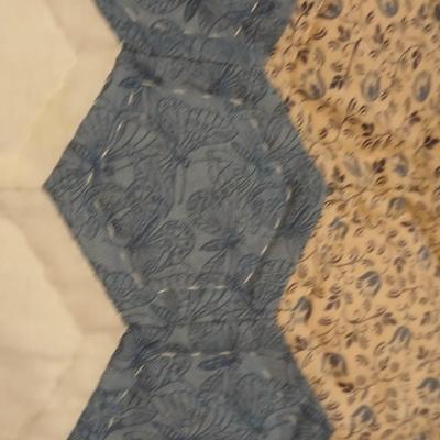 Twin sized bedspread with pillowcases with a Soft Twin blue blanket, a decorative pattern throw, and a quilted Doiley