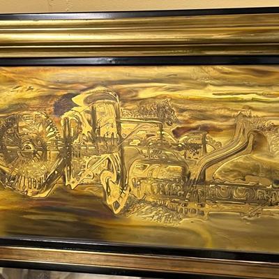 Sale Photo Thumbnail #10: Bernhard Rohne Mastercraft Acid Etched Brass Tall Wall Mirror, likely from the 1970's  Mid-century modern Hollywood Regency Style Mirror.   19.75"x57"
