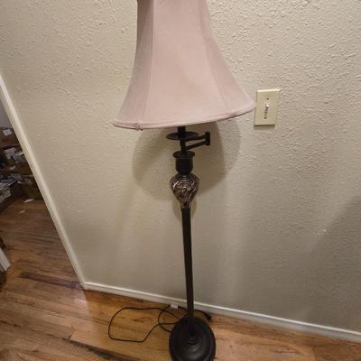 nice floor lamp with shade - brown tone marble like design