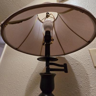 nice floor lamp with shade - brown tone marble like design