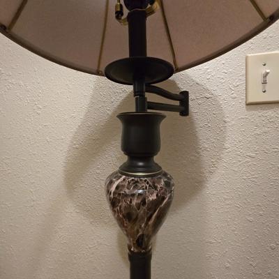 nice floor lamp with shade - brown tone marble like design