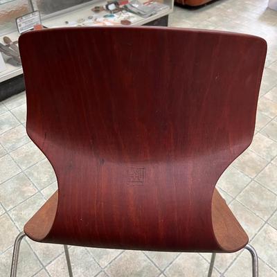 Sale Photo Thumbnail #15: Elmar Flototto Dining or side chair.  A classic piece of mid-century modern furniture from Germany.  The seat and backrest is made from Pagwood and  a chrome plated tubular steel base.
Seat Ht 17.5'  Back Ht 30.5"