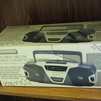 Brand new old stock Centurion portable AM/FM Stereo Cassette recorder with bass boost system C839G
