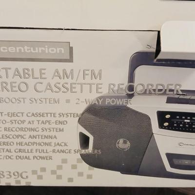Brand new old stock Centurion portable AM/FM Stereo Cassette recorder with bass boost system C839G