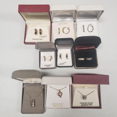 Sterling and Gem Necklaces and Earrings (ST-KD)